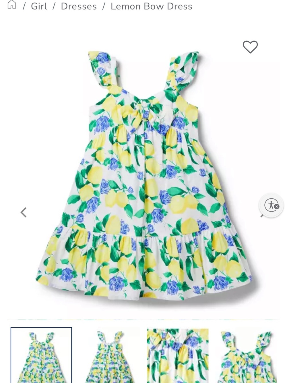 Janie and Jack Lemon Floral Bow Sundress - Yellow, Green & Blue